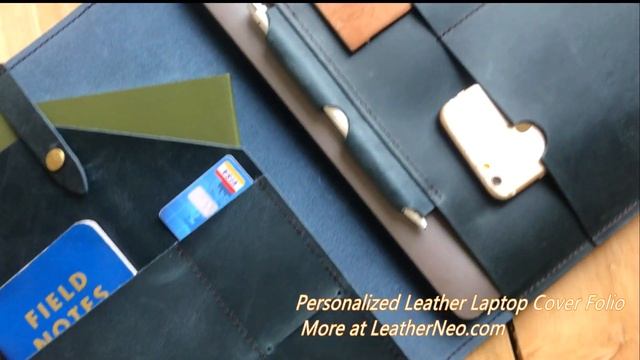 LeatherNeo Handmade Blue Leather MacBook Air / Pro Case For 13 Or 15 Inch Laptop, Portfolio Style!