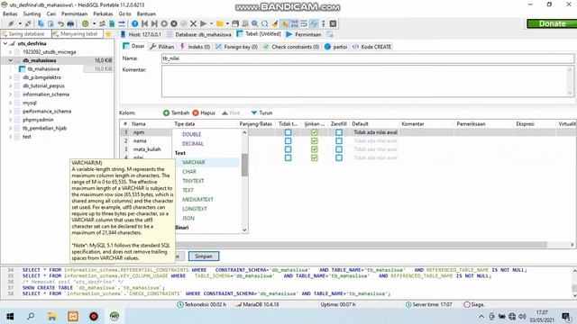 TUTORIAL MEMBUAT DATABASE DAN TABEL MENGGUNAKAN XAMPP,HEIDISQL DAN ODBC_UTS смотреть онлайн