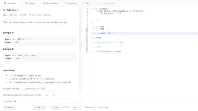 Grind 75 - Add Binary - Java Attempt смотреть онлайн