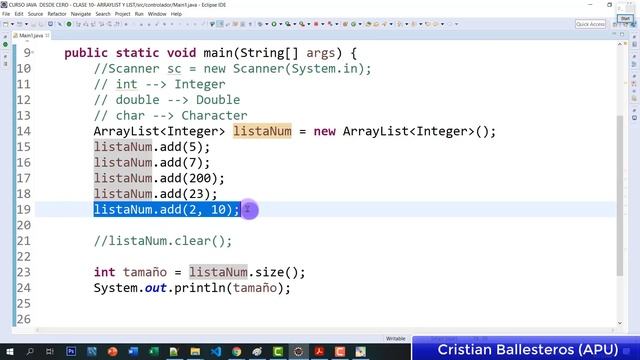 Como usar List y ArrayList en JAVA metodo add size clear get смотреть онлайн