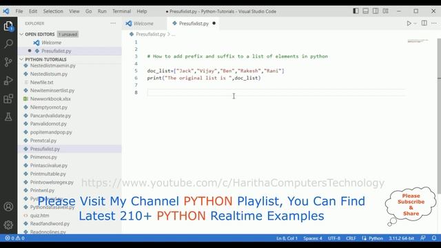 #221 Python Full Course Prefix and Suffix List of Elements смотреть онлайн