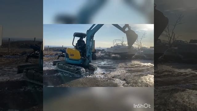 видео экскаватор гусеничный планировщик Kubota U30 дизельный двигатель строительство спецтехника ПС смотреть онлайн