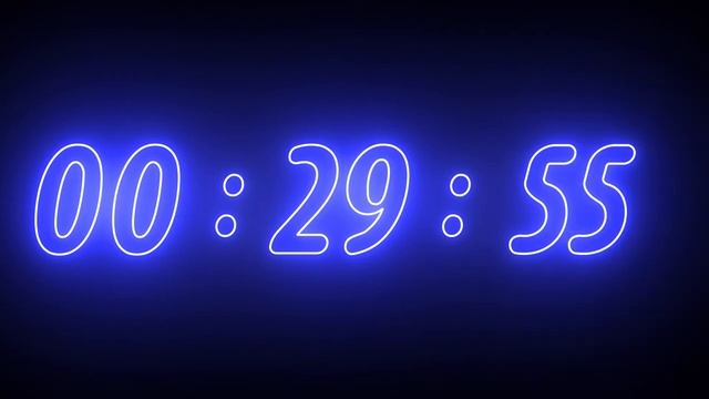 Неоновый, синий таймер - 1 час (обратный отсчет) смотреть онлайн