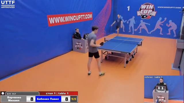 Варченко Михаил 3-2 Бабенко Павел Турнир Восток 4 WIN CUP 11.12.20 Прямая трансляция Зал 1 смотреть онлайн