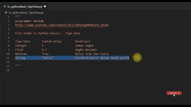 Belajar Cepat Python Pemula 5c Python Basics - Tipe Data Integer Float Boolean & String смотреть онлайн