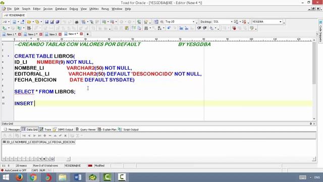 Valores por default tablas oracle смотреть онлайн