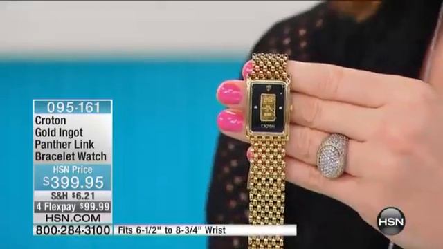 Croton Gold Ingot Panther Link Goldtone Bracelet Watch смотреть онлайн