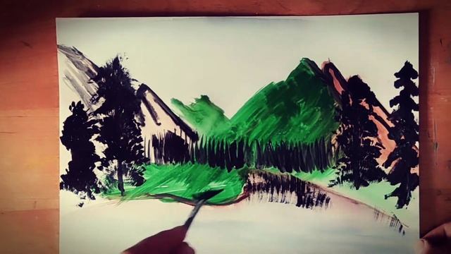 Как научиться рисовать горный пейзаж. смотреть онлайн