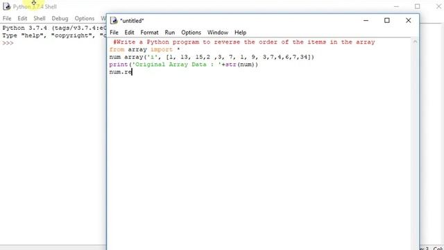 Python program to reverse the order of the items in the array смотреть онлайн