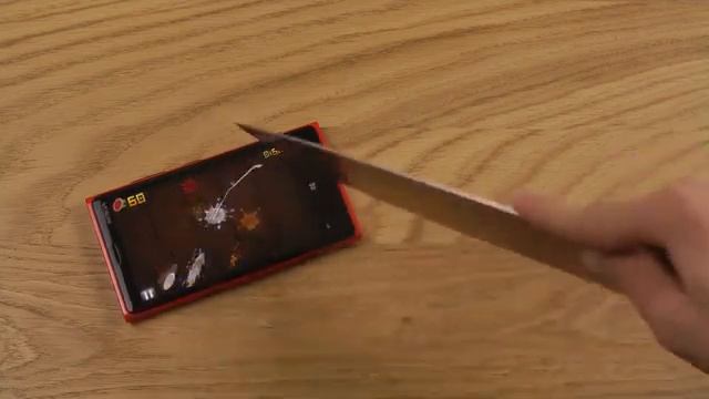 Игра в ФрутНинзю с помощью ножа на телефоне Lumia 920.mp4 смотреть онлайн