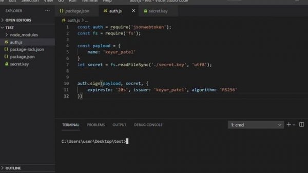 how to generate and verify JWT token in nodejs