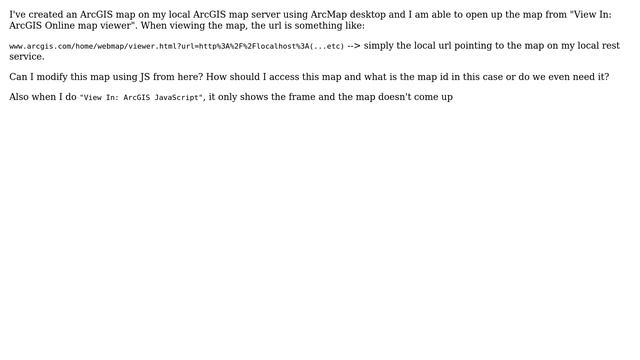 GIS: Access ArcGIS map created on localhost using JavaScript смотреть онлайн