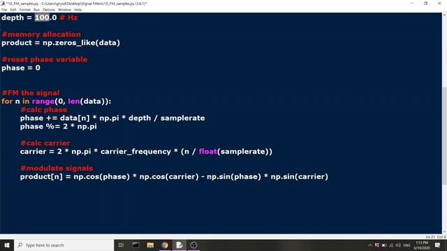 Python DSP - עיבוד אותות דיגיטלי עם פייתון 10 אפנון דגימה FM sine wave with wav sample смотреть онлайн