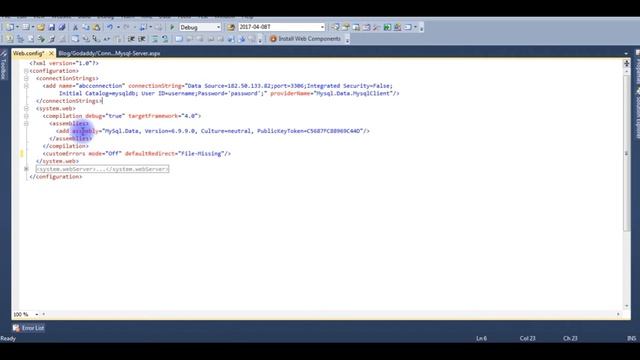 Connection String DataBase MySQL (PHPMyAdmin 4.5.1) Web.config File смотреть онлайн