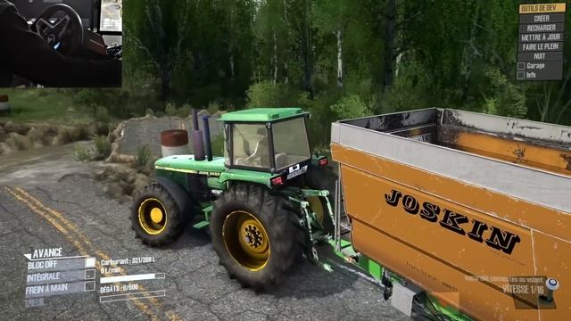John Deere 4755 stuck in mud with heavy trailer - Thrustmaster T248 gameplay смотреть онлайн