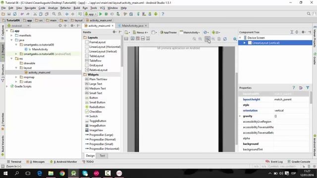 Tutorial 6: Como crear la interfaz gráfica de mi aplicación Android (LinearLayout) смотреть онлайн