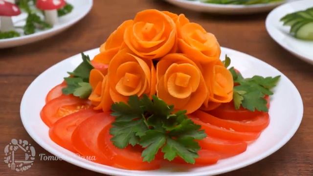 5 СУПЕР СПОСОБОВ Украшения Овощами на Праздничный стол Как красиво нарезать Овощи смотреть онлайн