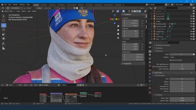Svetlana Mironova 3D-portrait in Blender/3D-портрет биатлонистки смотреть онлайн