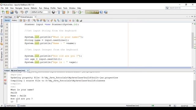 Java Tutorial-13: Getting User Input (using Scanner class) смотреть онлайн