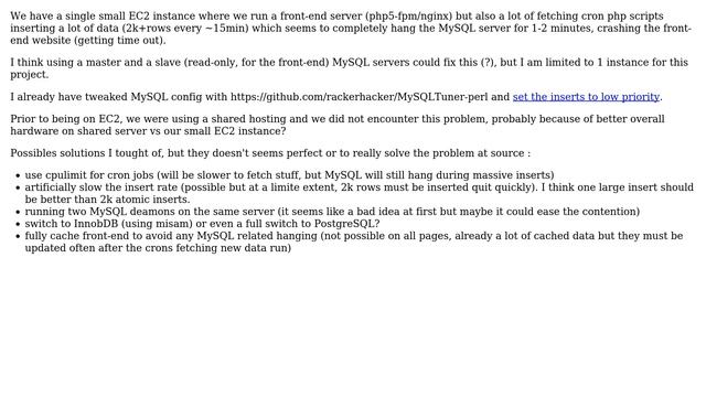 Dealing with cron jobs and MySQL/CPU contention on a single dedicated server architecture смотреть онлайн