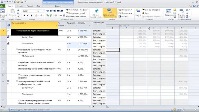 Установка факта в MS Project смотреть онлайн