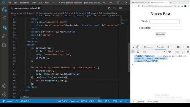 AJAX con POST para obtener JSON смотреть онлайн