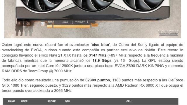 AMD Radeon RX 6900 XT 3,14 GHz recupera el liderato en 3DMark Fire Strike смотреть онлайн