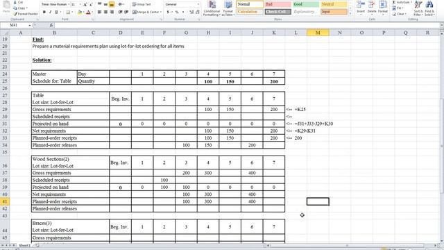 material requirements plan using lot-for-lot ordering on Excel смотреть онлайн