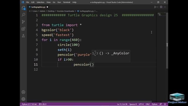python turtle graphics tutorial || #design25 || Python graphics смотреть онлайн