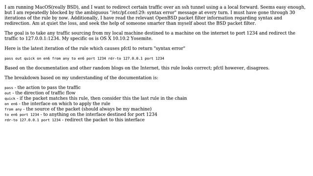 Unix & Linux: macos - local port redirection using pfctl and syntax errors смотреть онлайн