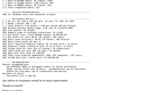 Problems with my.cnf and php.ini - Using mysql tuner смотреть онлайн