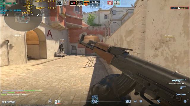 CS2 : RX6600 XT + Ryzen 5 5600x  |  1280x960p