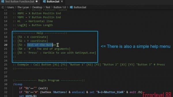 Batch / Cmd clickable button | Cmd menu