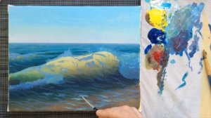 Уроки рисования. Как рисовать акриловыми красками. Рисуем морскую волну акрилом. Море.