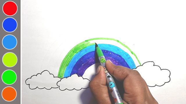 How to Draw Rainbow for Kids | Easy Rainbow Drawing for Kids | Rain Drawing and Coloring смотреть онлайн