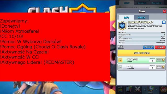 Reklama Klanu Clash Royale HeartOfStonePL™ смотреть онлайн