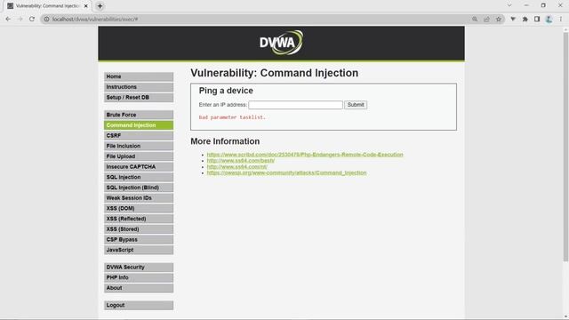 command injection dvwa | (low/medium/high) security level | dvwa | command injection смотреть онлайн