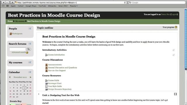 IT899: Best Practices in Moodle Course Design Online Course, Elisabeth Gabriel (Fall 2010) смотреть онлайн