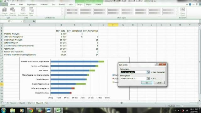 Gantt Chart - Microsoft Excel 2010 Tutorial - How to make a Gantt Chart смотреть онлайн