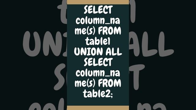 Learn sql in less than one minute (union all) смотреть онлайн