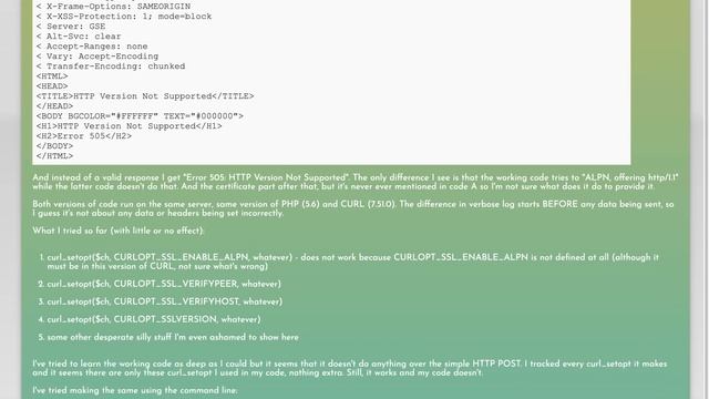 How to force CURL to ask for http/1.1? Or maybe there's another issue, not sure смотреть онлайн