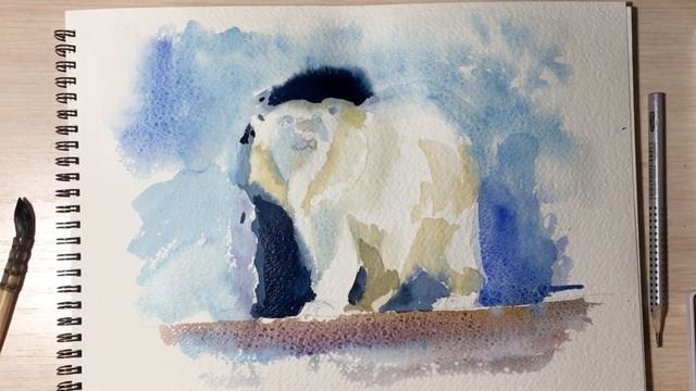 How to draw a bear?❤️??❄️/Белый медведь акварель смотреть онлайн