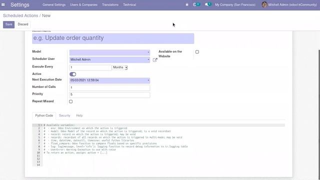 Scheduled actions in Odoo 14 | Odoo 14 Development Tutorial смотреть онлайн