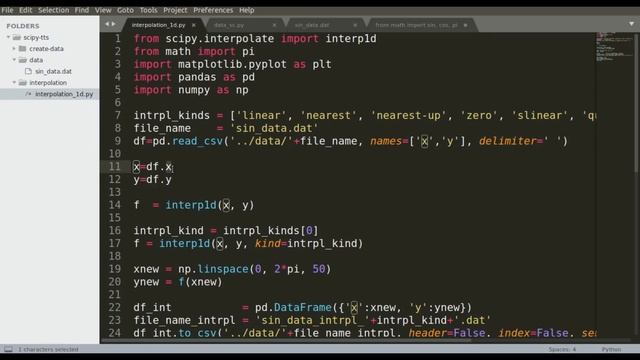 Scipy - Interpolation 1D смотреть онлайн