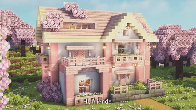 Дом в майнкрафте из вишнёвого дерева. смотреть онлайн