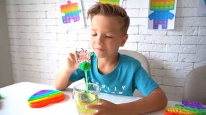 Mark and stories about pop it - cars and toys for kids