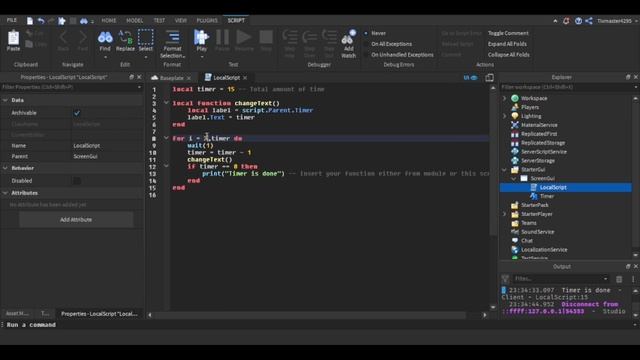 How to make a Timer in Roblox Studio (Must know) смотреть онлайн
