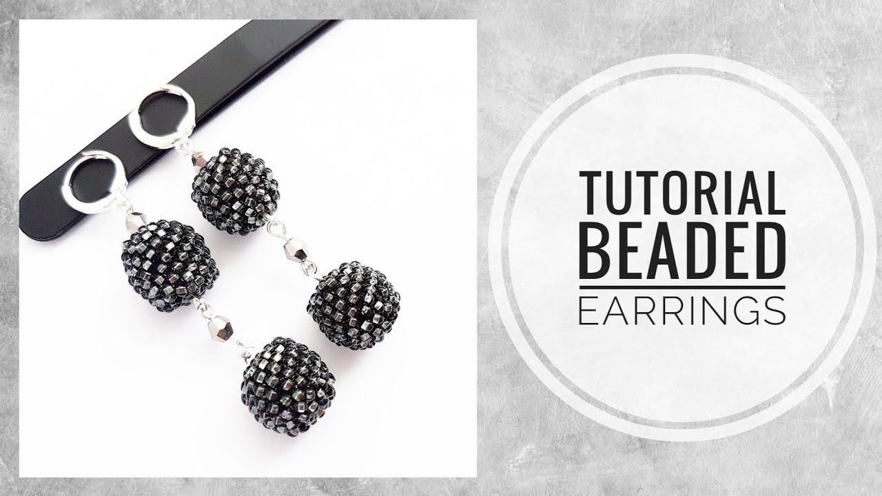 #МК - Серьги из бисера | Оплетение бусины 10мм бисером | Beaded earrings смотреть онлайн
