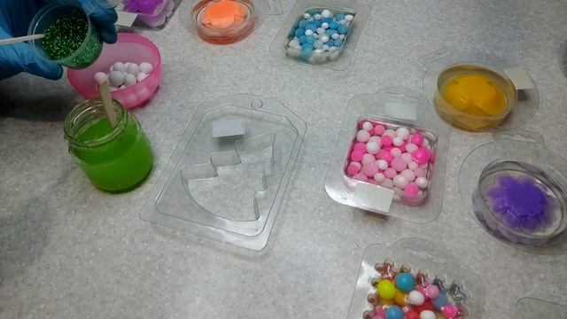 ?МЫЛО С ШАРИКАМИ И ЦВЕТОЧКАМИ?/ Мастер-класс/ Мыловарение