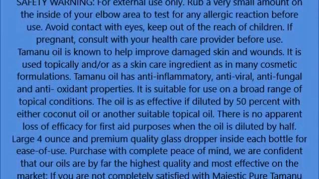 Majestic Pure Extra Virgin Tamanu Oil, 4 fl Oz смотреть онлайн